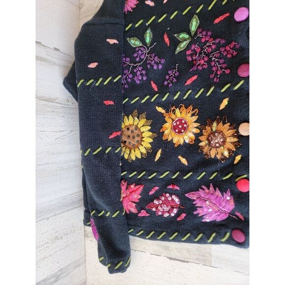 Vintage Design options AS IS cardigan Philip Jane Gordon floral fall embroidered - Picture 14 of 16